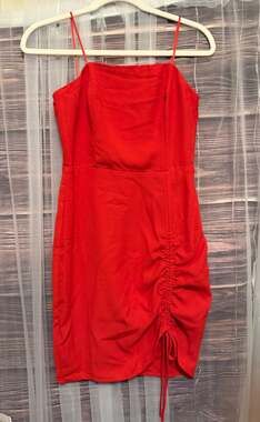 Eclair Red Ruched Side Bodycon Mini Dress NWT Size XS